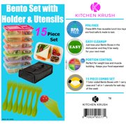 Load image into Gallery viewer, Meal Prep Containers Bento Lunch Box 7 Pack Microwave, With 7 Utensils and carrying case. Dishwasher and Freezer Safe Food Storage Container Boxes for Kids &amp; Adults